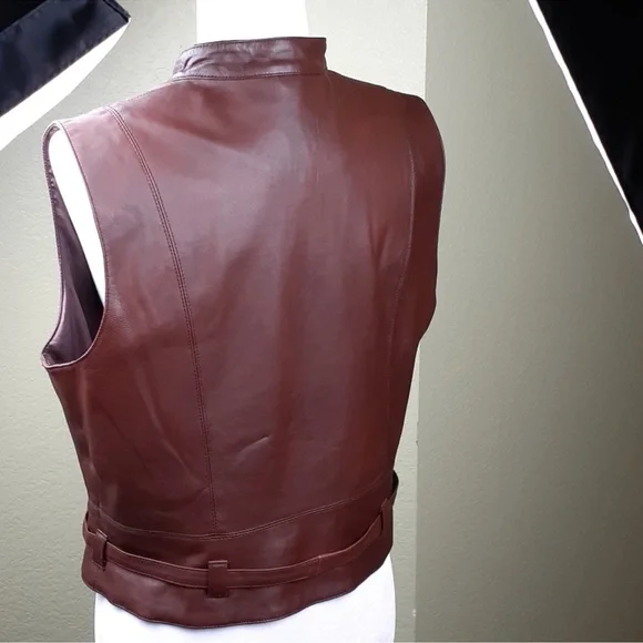 Cabi Brown Leather Belted Vest - Picture 2 of 6
